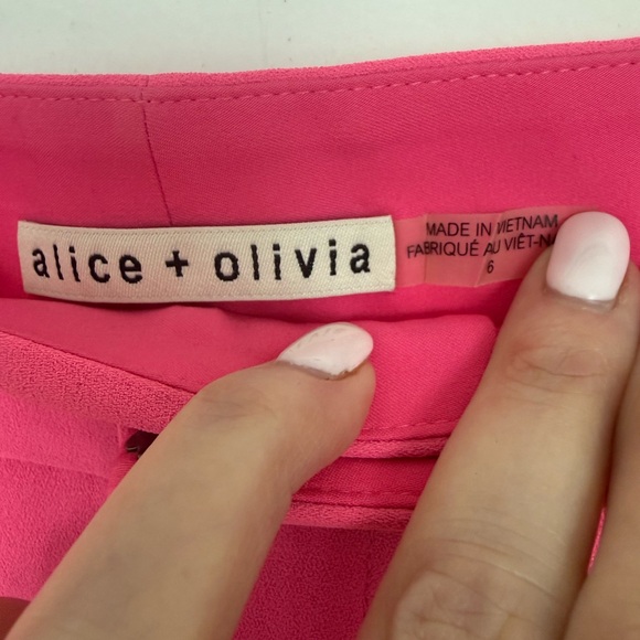 Alice + Olivia Dylan High-Waist Wide-Leg Pink Trousers - Picture 7 of 9